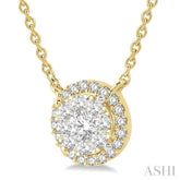1/3 Ctw Circular Round Cut Diamond Lovebright Pendant With Chain in 14K Yellow and White Gold